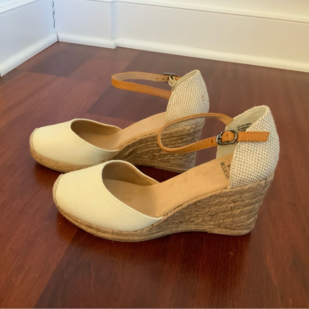 White Mountain Wedge. Textured heel fabric. Super cute if you want a lower heel.